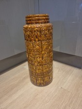 Vintage Scheurich West German Pottery Vase 289-41  Brown Patterned Ceramic 41cm