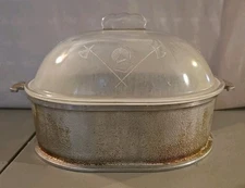 Vintage Guardian Service Ware Roaster Pan w/Glass Lid Hammered Aluminum