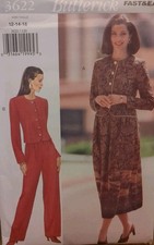CLASSIC BUTTERICK Pattern 3622 Misses' TOP, SKIRT PANT size 12-14-16 UC/FF
