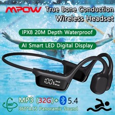 Mpow IPX8 Swimming Bone Conduction Headphone Bluetooth 5.4 Wireless Earphone 32G