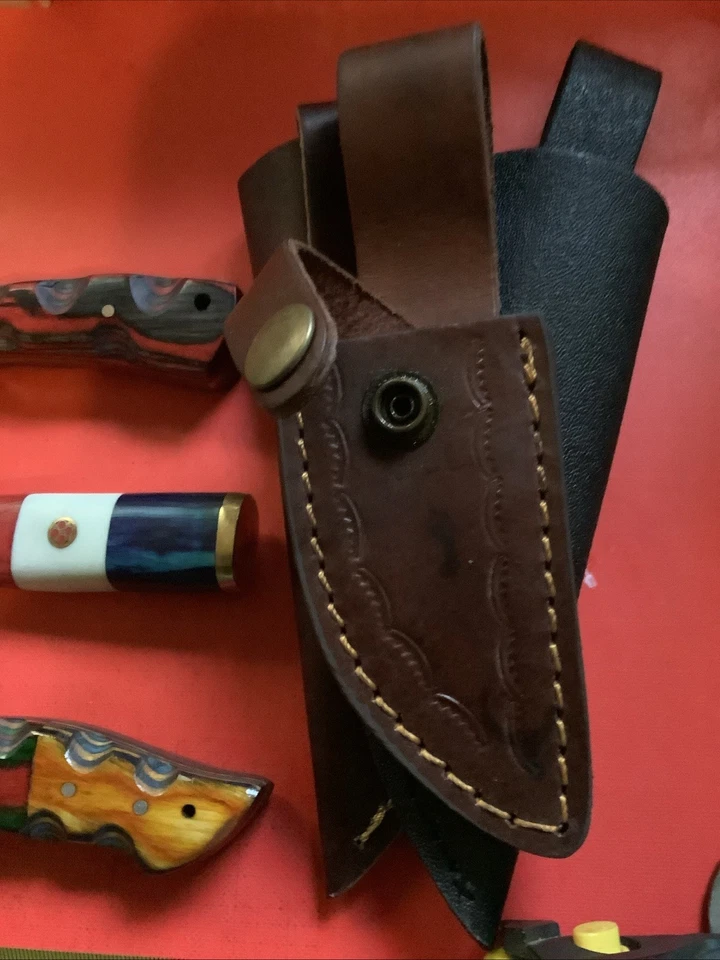 Лот 3 шт. ЗАКАЗНОЙ ручной работы ДАМАССКОЙ стали Skinner ножи охотничий нож набор недвижимости - Изображение 4 из 4