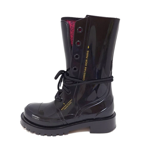 Auth DIOR/ChristianDior Bottes femme en caoutchouc noir