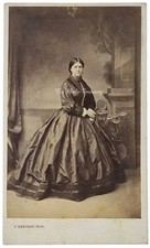 CDV LADY NAMED HELEN HAYNE IN HOOPED SKIRT DRESS FASHION SKEOLAN CHELTENHAM