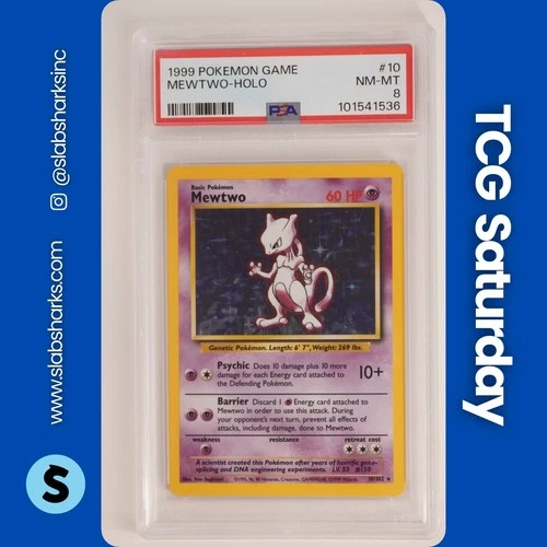1999 POKEMON UNLIMITED #10/102 MEWTWO RARE HOLO PSA 8
