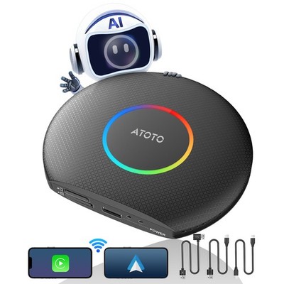 ATOTO Magic AI Box Wireless CarPlay Adapter 4+64G 2BT Android 4G LTE GPS Navi