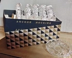 Vintage Set of 6 Anchor Hocking Coasters Clear Prescut Glass Original Box