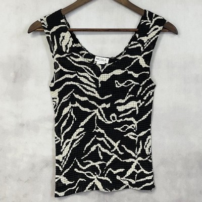 Vintage Nicola Crinkle Pleated Tank Top Size Small Abstract Y2K Indie Grunge