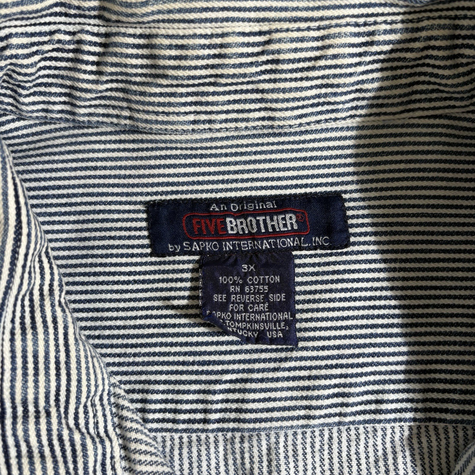Missing Button Five Brother Hickory Stripe Long S… - image 6