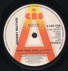 Johnny Mathis Gone Gone Gone 7" vinyl UK Cbs 1979 Promo in company sleeve - Picture 1 of 1