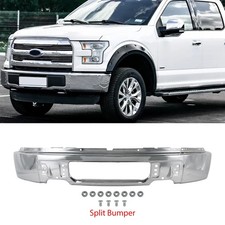 Chrome Steel Front Bumper Face Bar For 2009-2014 Ford F-150 Wo Fog Light Hole