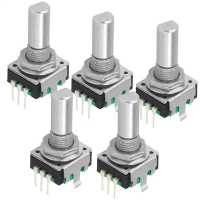 5x BOURNS PEC11R-4220F-S0024 Encoder 12mm stehend, 24 Impulse Taster Metallachse