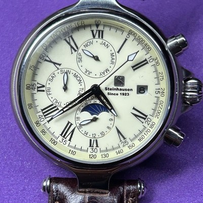 Steinhausen Automatic Moonphase Watch TW381 w/ Bands Box Mens Self Winding