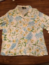 CAMICIA DONNA ERIKA DONNA BIANCA FIORI MANICA CORTA TAGLIA 2X NUOVA CON ETICHETTE NUOVA CON ETICHETTE