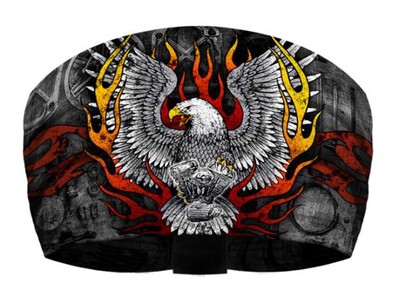That's A Wrap Unisex Flames Screamin' Eagle Knotty Band Headwrap - Black