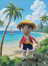 Amigurumis Crochet Monkey D Luffy - One Piece It measures 29 centimeters.
