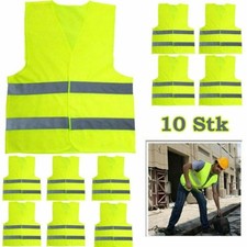 10x Warnwesten Unfallweste Neon Gelb AUTO Warnweste Sicherheits Weste KFZ Neu