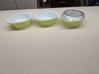 Vtg Pyrex Lime Green Individual Casserole x 3 & 1 Lid Mini 8oz Dish 080,980-C