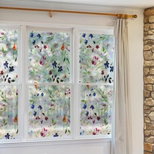 3D Stained Glass Window Film Static Cling - Removable Privacy Decal for Bathr...