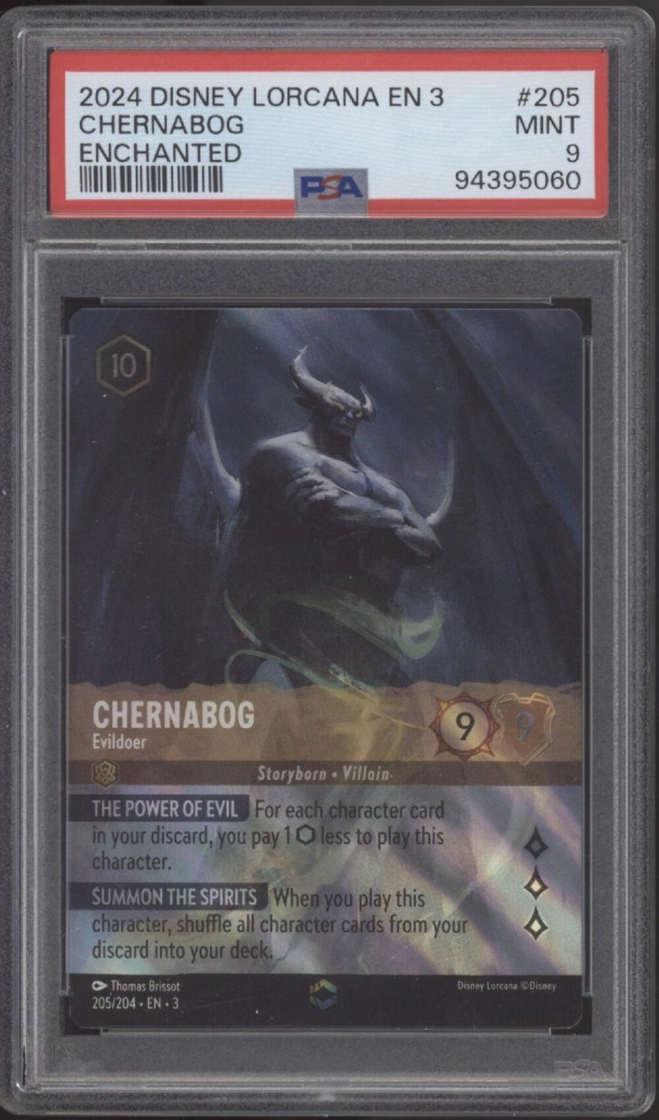 Chernabog Evildoer Disney Lorcana Into the Inklands Enchanted #205 PSA 9