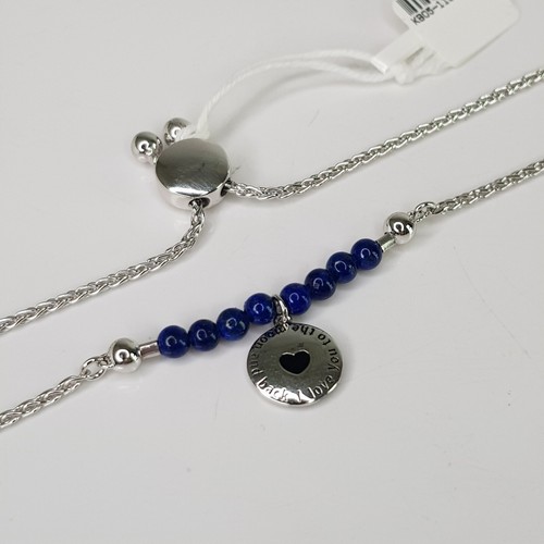 Sterling Silver Lapis Lazuli Love You To The Moon Charm Bracelet Adjustable 22cm - Picture 8 of 12