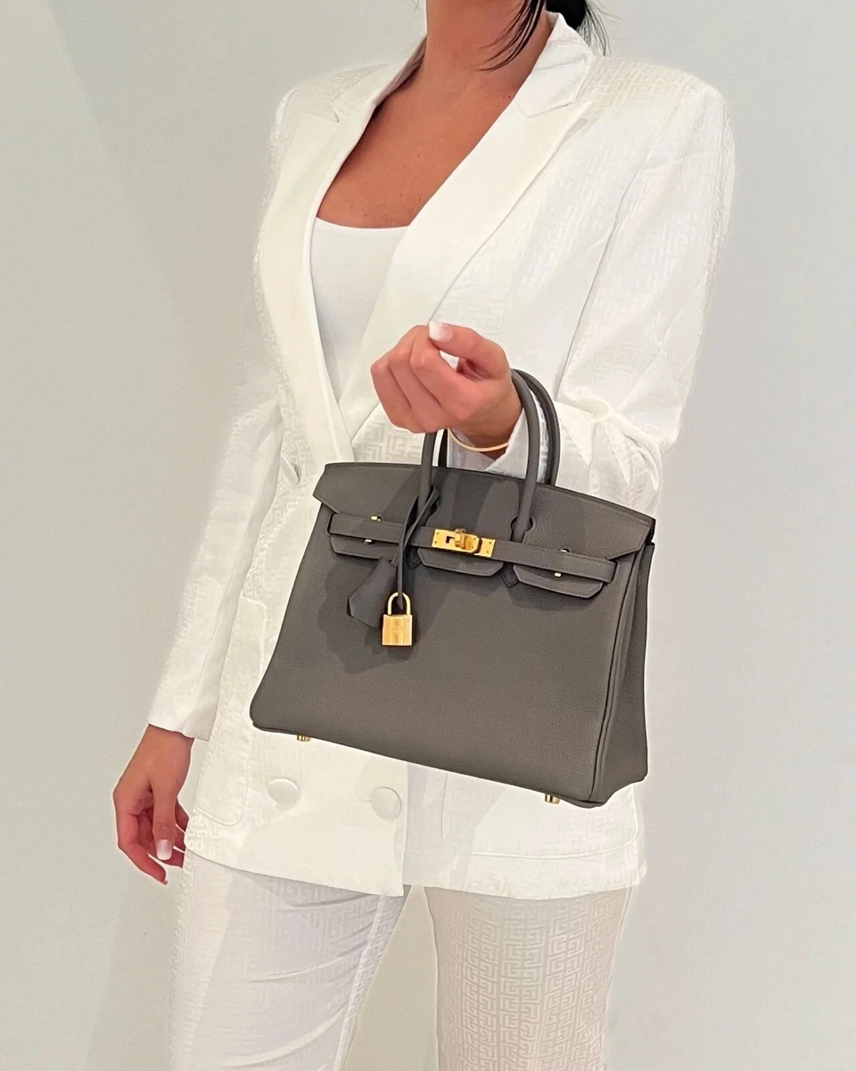 HERM S BIRKIN 25 TOGO GRIS ETAIN GOLD HARDWARE BRAND NEW eBay