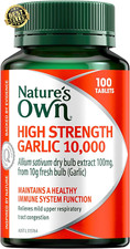 Nature’S Own High Strength Garlic 10000 Tablets 100 - Reduces Mild Upper Respira