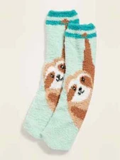 NWT Old Navy Sloth Soft Chenille Fuzzy Cozy Socks Women's NEW Mint Green