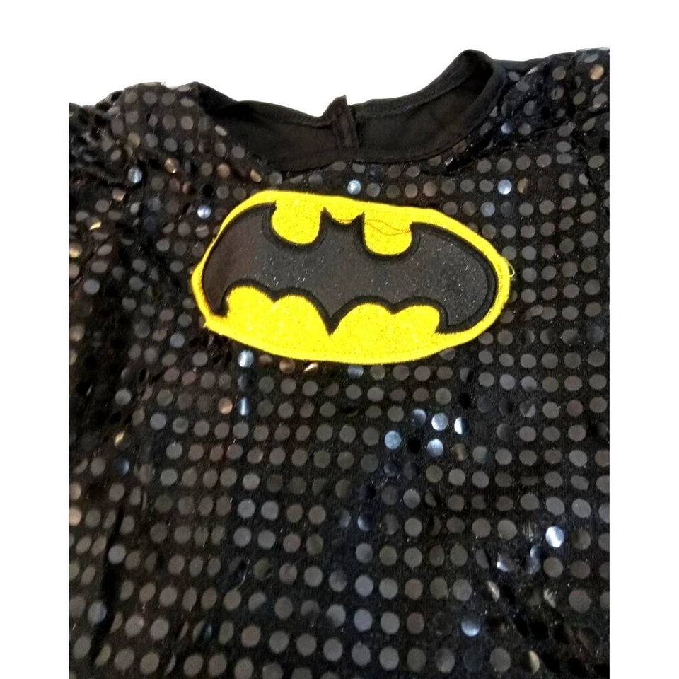 Batgirl Dress Girls Sz Small M Black Gold Sequin Tutu Dress Costume Halloween - Image 4 of 4