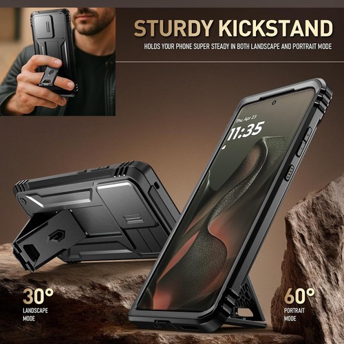 For Moto Edge 2025 Case Poetic with Kickstand And Slide Camera Cover Black - 第 1/8 張圖片