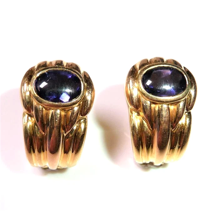 Ohrringe 750 Gelbgold 1.50 ct Tansanite 17,5 mm lang 11,4 mm breit 12g - Bild 2 von 4