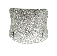 Designer Signed 925 Sterling Silver Criss Cross Pav CZ Wide Band Ring