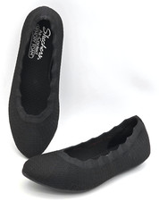 Skechers Women's Cleo 2.0 Love Spell Black Stretch Slip On Flats Size 8 158343