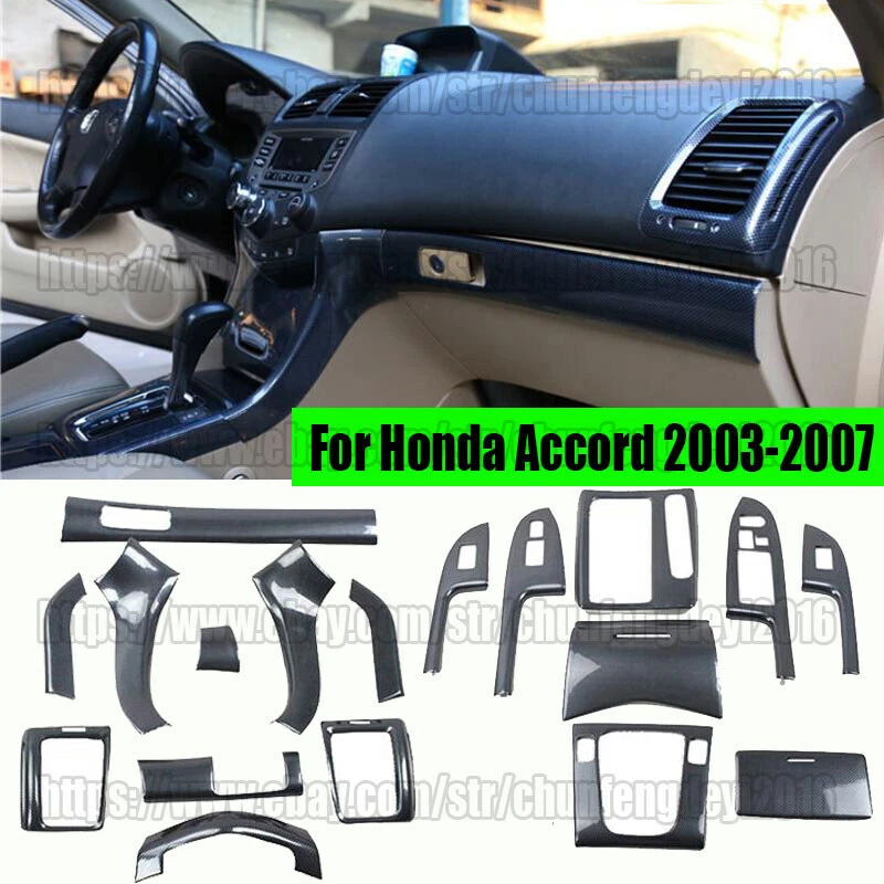 Carbon Fiber Interior Decoration Kit Panel Cover Trim For Honda