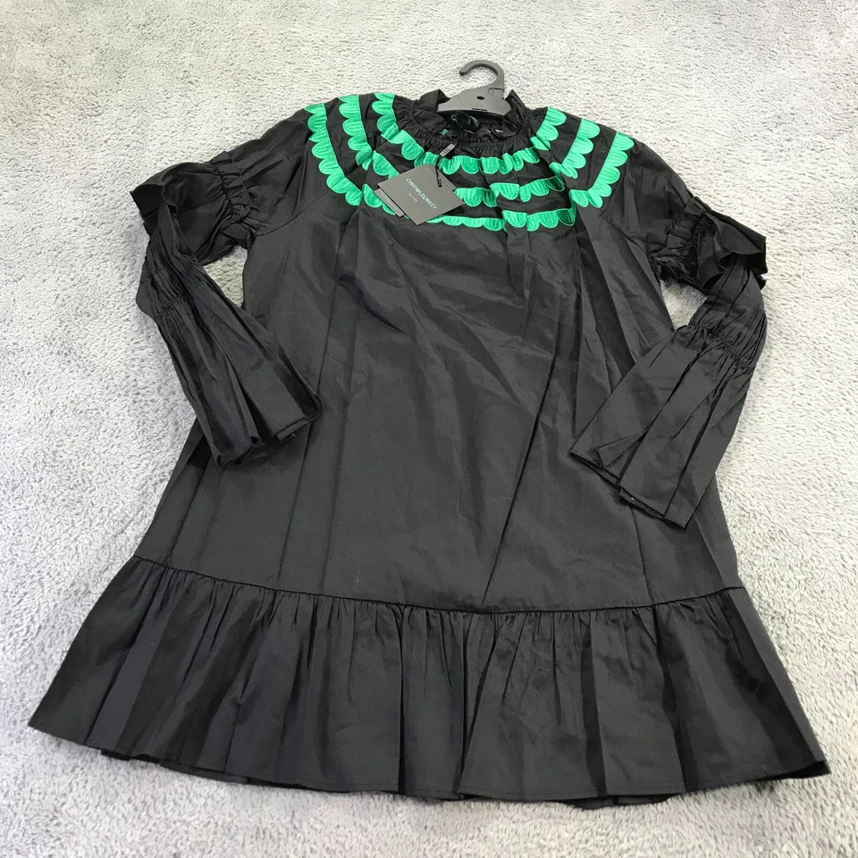 Vestido CYNTHIA ROWLEY Mujer Pequeño S Negro Verde Edén Vieira Bordado $425 Foto 2 de 4