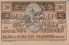 20 HELLER 1920 City of ARDAGGER Lower AUSTRIA Notgeld Banknote #PF214.U