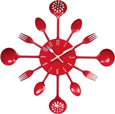 Kitchen Essentials Tea, Coffee,Sugar ,Cutlery Set, Clock Spoon Accessories - RED