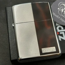 Zippo Oil Lighter Marble Line Silver Red Sculpture Brass Armor Case Japan