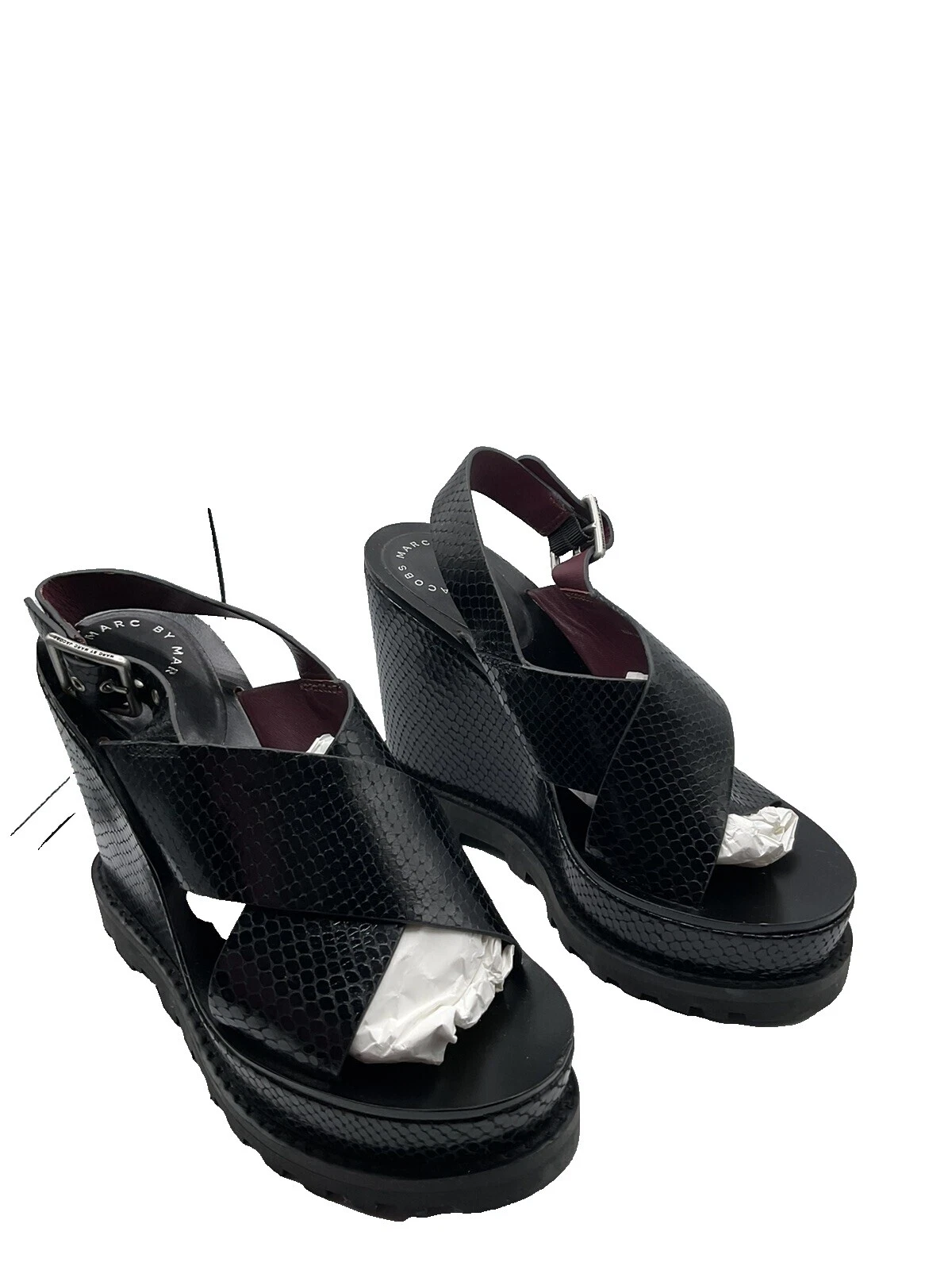 Tacones superiores de cuero con cuña para mujer Marc Jacobs