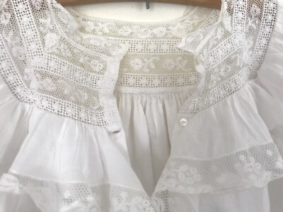 Antikes edwardianisches Spitzen Nachthemd Nachtkleid | 1900er | Monogramm CB
