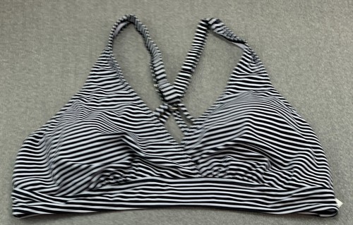 Holipick Strappy Racerback Bikini Swimsuit Top Women 24W Black White Stripe