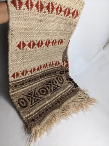 Vintage Hand Woven Peruvian Andean Wool runner decorative 11" x 44" - Picture 3 of 6