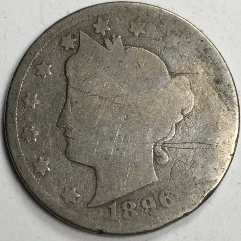 1896 United States Liberty "V" Nickel - About Good (AG) KM#112 Scratch - 4126-AH