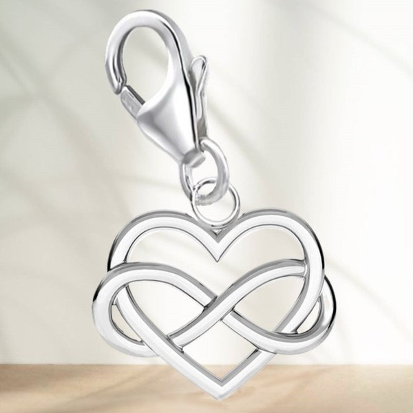 Herz Unendlichkeit Charm 925 Sterling-Silber Herren Damen AnhäNger FüR Armband-image