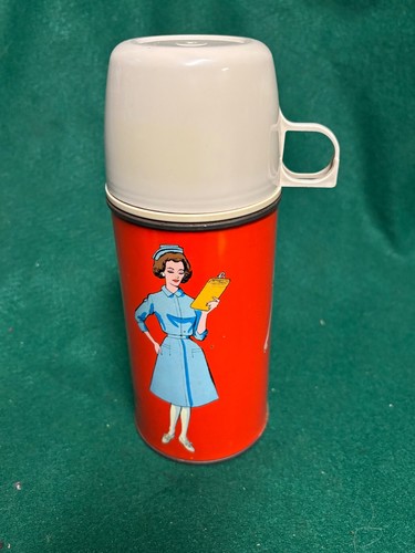 Junior Krankenschwester Lunch Set 1963 King Seeley Vinyl Lunchbox mit Thermoskanne selten - Bild 8 von 14