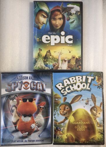 Epic / Rabbit School / Spy Cat / 3-DVD Lot NEW SEALED Animation Kids