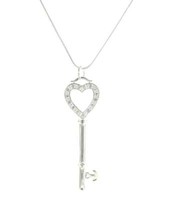 Lau-Fashion Luxus Damen Halskette SchlüSsel Zirkonia AnhäNger Versilbert Ø 67Mm