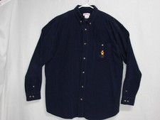 Vtg Disney Store Blue Corduroy Button Front Shirt Embroidered Winnie the Pooh L