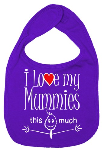 LGBT Baby Bib "I Love My Mummies this much" 2 Mummys Gay Pride Gift - Picture 9 of 12