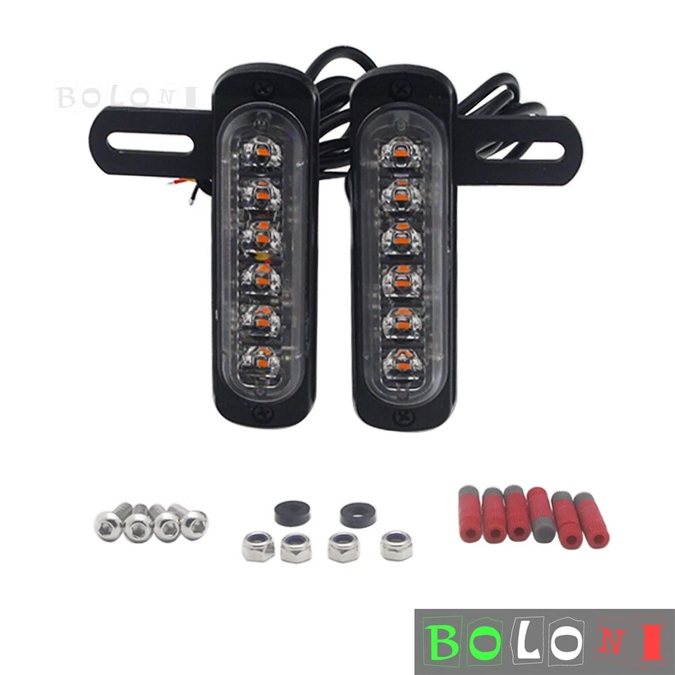 Motorcycle B6 License Plate Auxiliary LED Taillight Flash Turn Light For Harley - Image 2 of 4