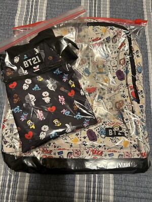 BT21 Backpack Full Size Characters Tata Shooky Chimmy Van Cooky…2 Bags Lot 